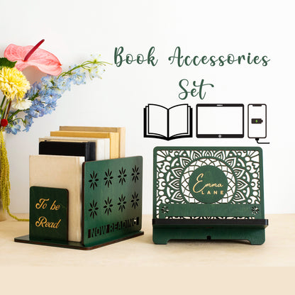 Set of table top Book Shelf with All in one Multifunctional Desk Organizer - Book Reading Stand