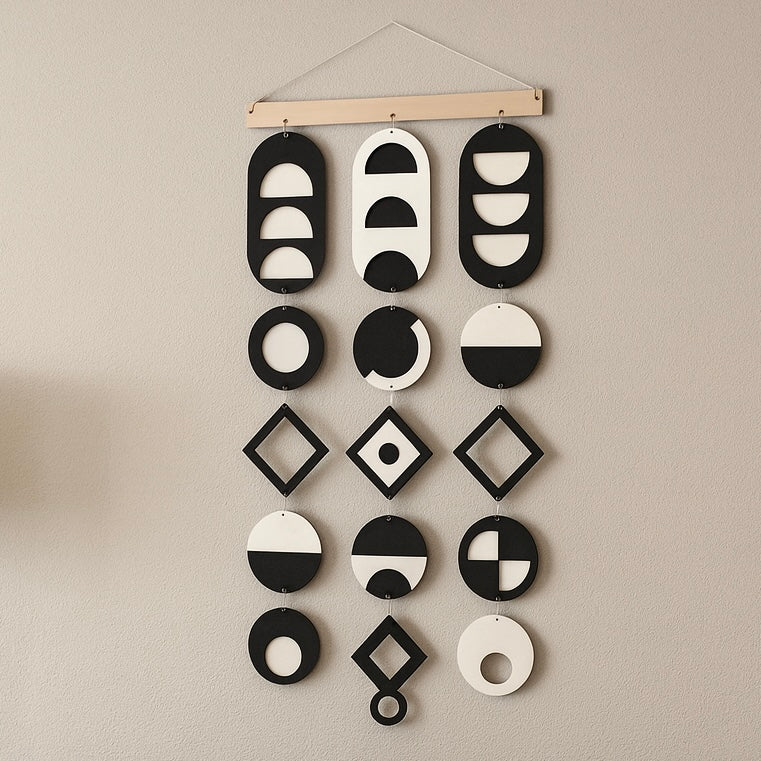 Black and White wall art, Tapestry wall hanging, Geometric Artwork, Contemporary Wall Art, Boho wall art, Bedroom living room wall decor