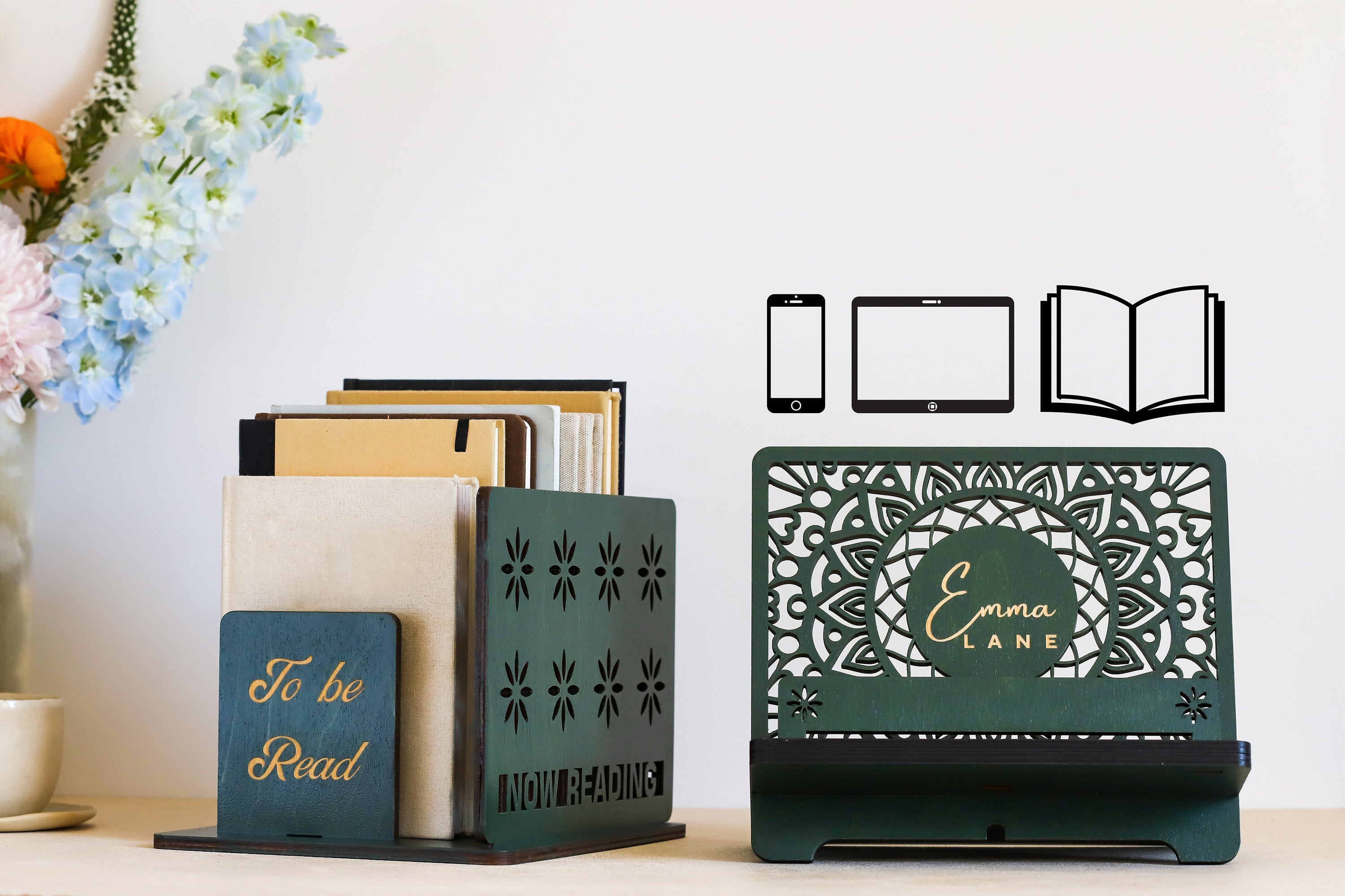 Set of table top Book Shelf with All in one Multifunctional Desk Organizer - Book Reading Stand