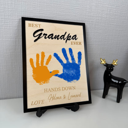 Hands Down Best Dad Ever | Personalized Engraved Wooden Sign | Handmade Fathers Day Gift I Personalized Meaningful Gifts for Dad from Kids