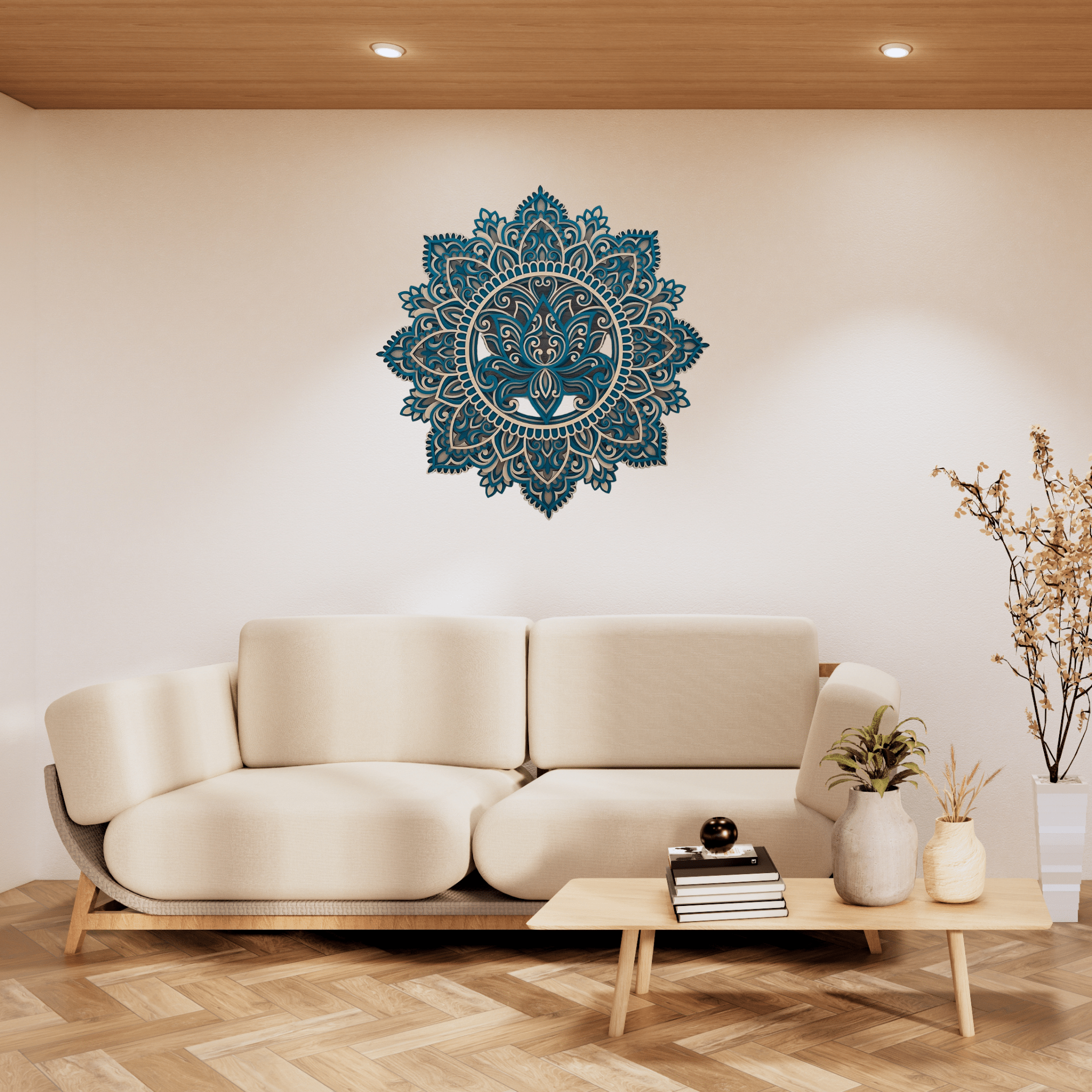 Décor d’art mural en bois, décoration intérieure, art mural en bois Mandala, panneau mural en bois de chambre à coucher, décor mural élégant en bois Mandala, décor de salon