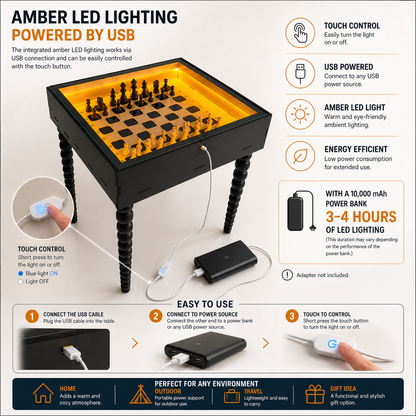 Multifunctional Accessory Display Coffee Table with Removable Glass Top and Hidden Storage Slot for Glass and Chess Board