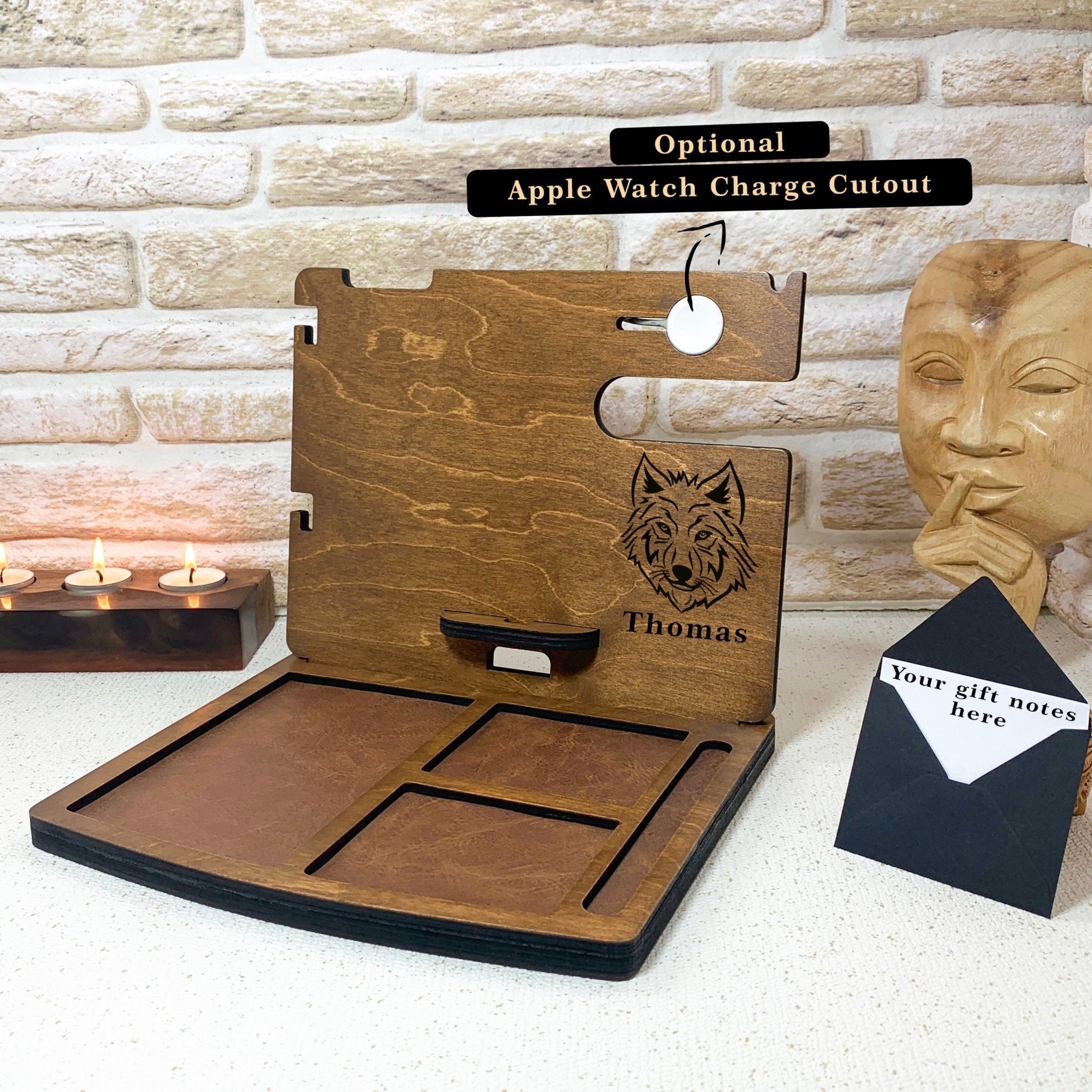 Station d'accueil en bois personnalisée