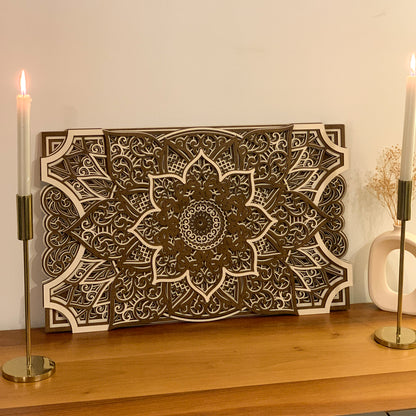 Stylish Wooden Mandala Wall Decor, Wood Wall Art Decor, Interior decoration, Mandala Wood Wall Art, Bedroom Wood Wall Panel Living Room Decor