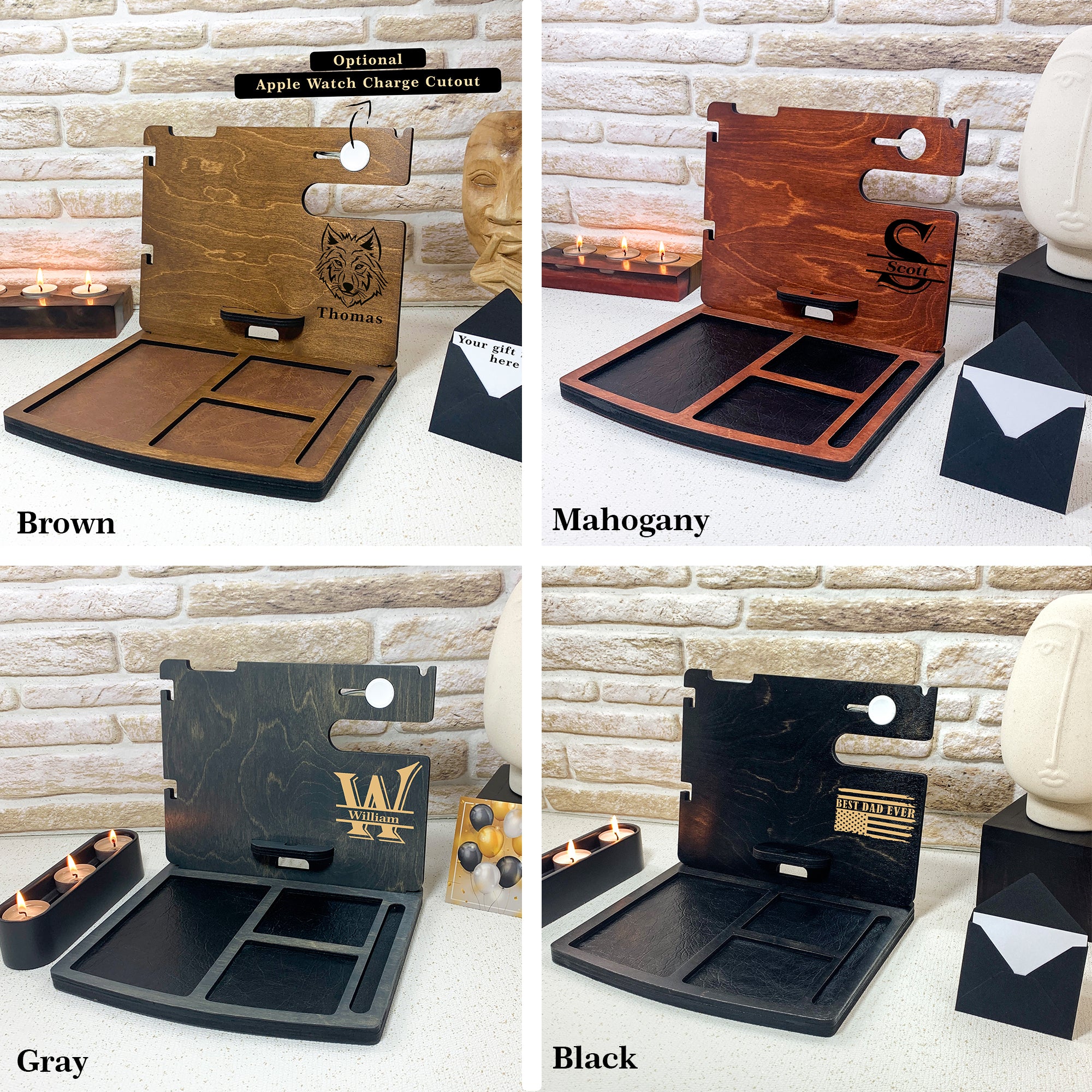 Personalized Black Wood Docking Station Gifts For Him