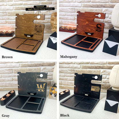 Station d'accueil en bois personnalisée