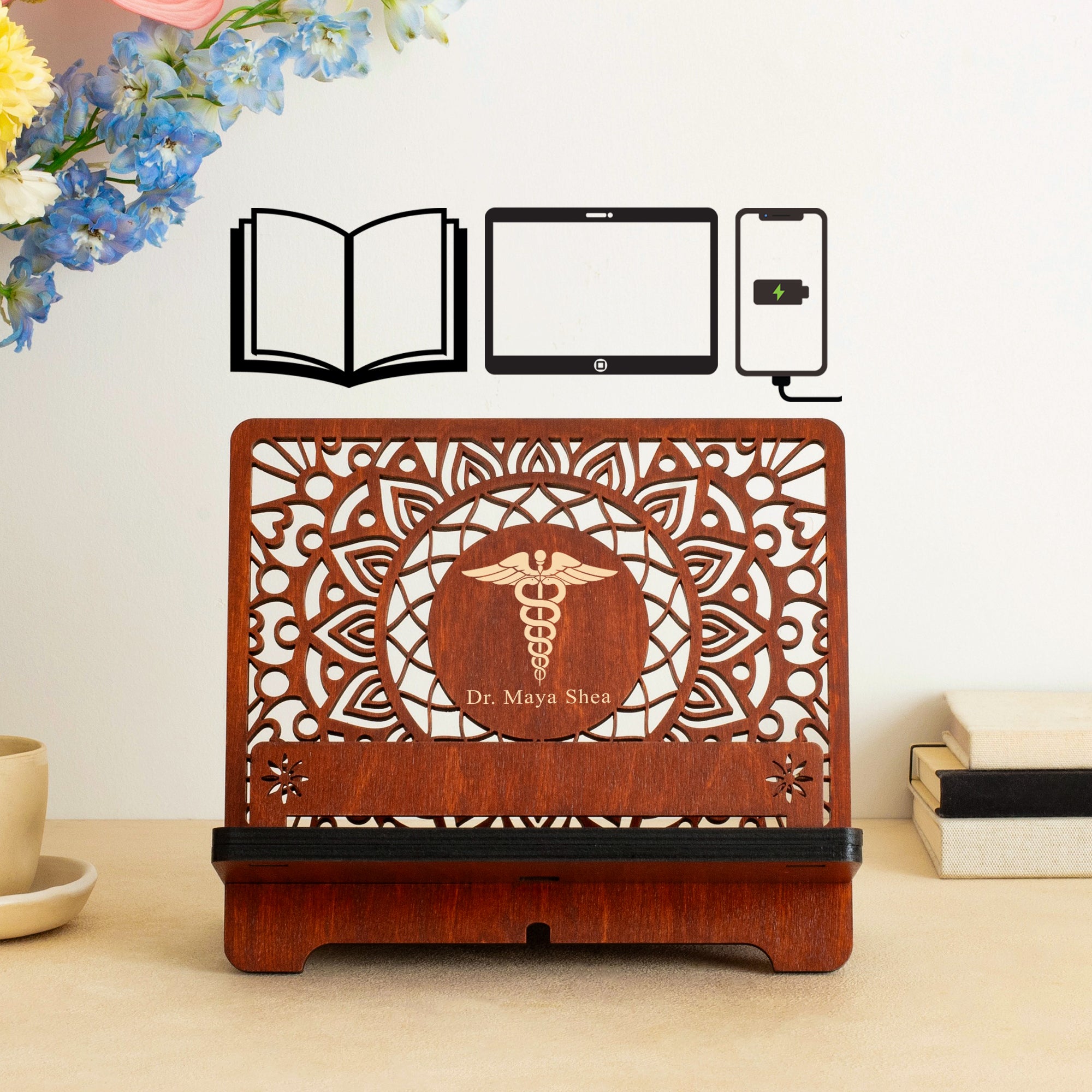 Personalized Book Reading Stand, Phone Stand and Tablet Holder, Birthday gift for wife, Birthday gifts for Women, Christmas gift for her, Mother's Day gift for Mom