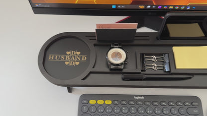 Personalized Wood Desk Organizer I Office Desk Accessories I Custom Tablet and Phone Stand I  Custom Docking Station I Organizer Gift