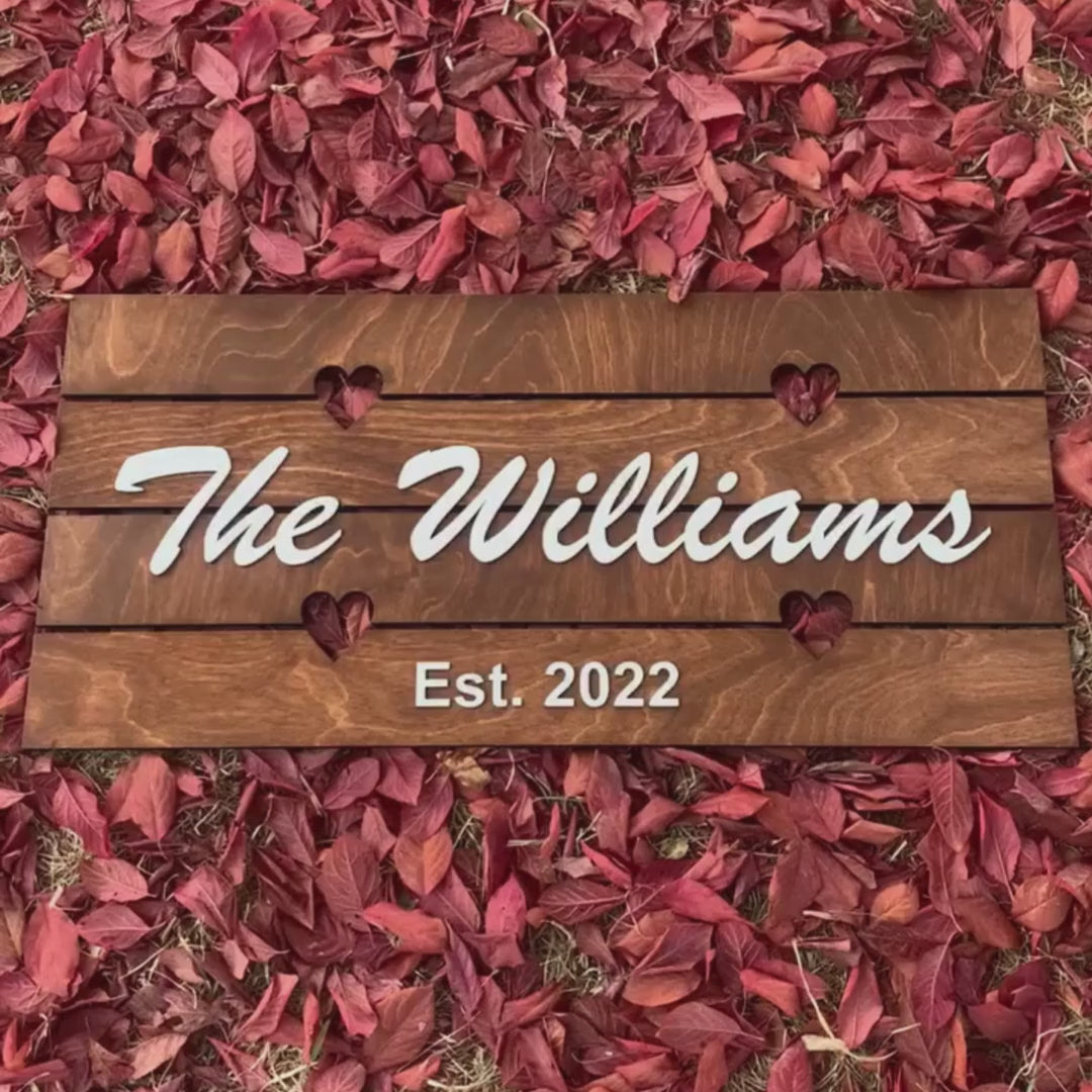 Load video: Wooden Name Sign, Personalized and Custom, Wedding Gifts for Couples