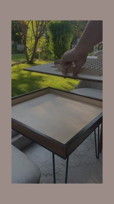 Table de jeu d'échecs avec plateau en verre amovible