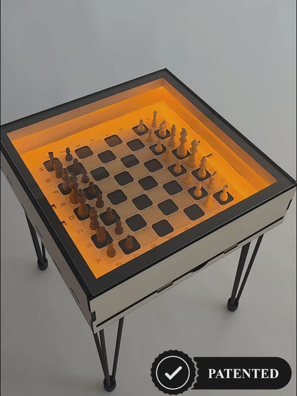 Table de jeu d'échecs avec plateau en verre amovible
