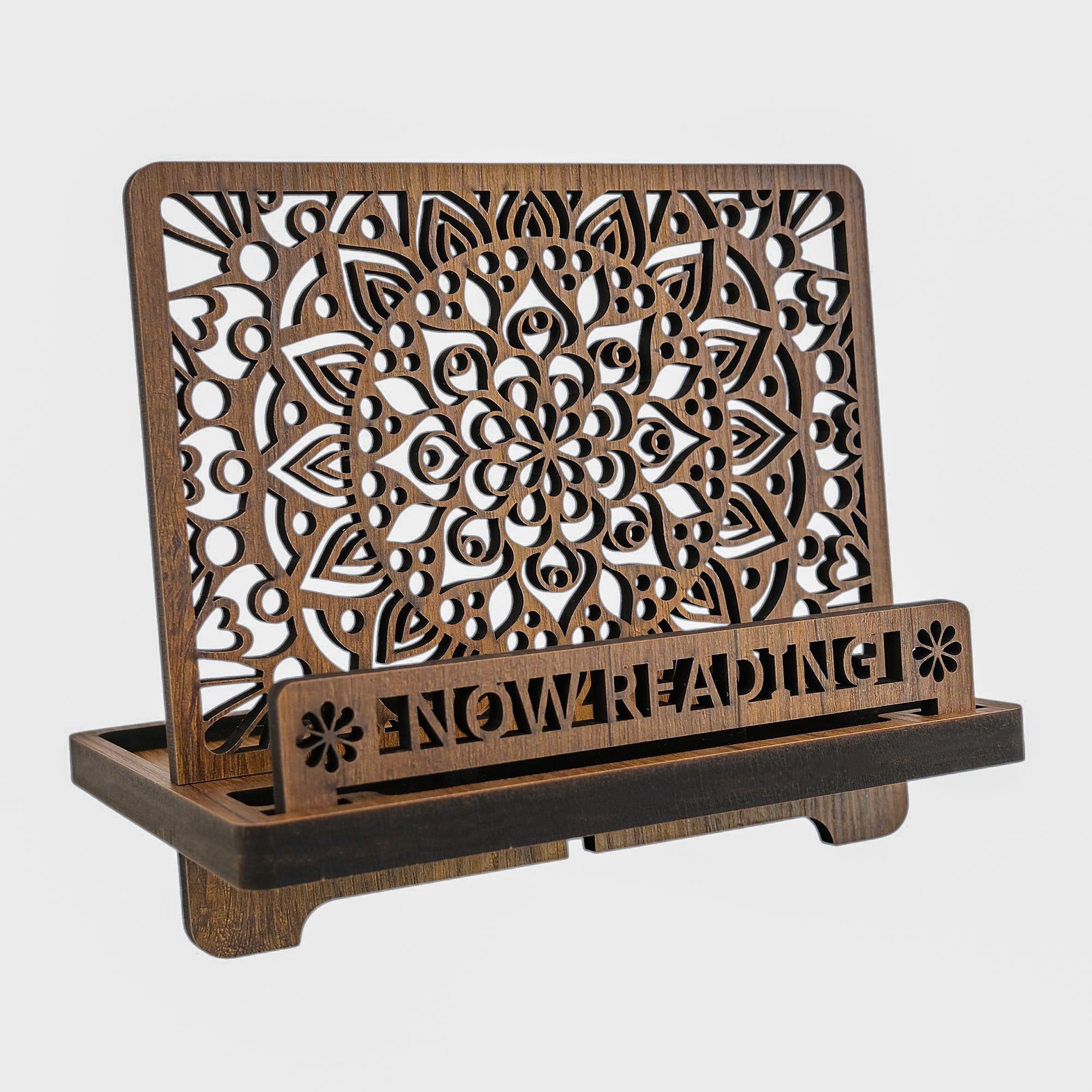 Wooden Cook Book Stand - Book Rest Stand - Phone Tablet Charging Stand