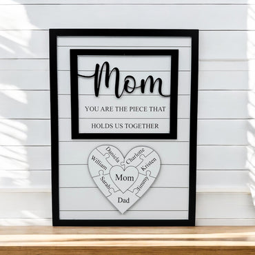 Custom Mothers Day Puzzle Sign for Mom| You are the Piece that holds us together | Personalized Heart-felt Birthday Gift for Mom, Mom Gift