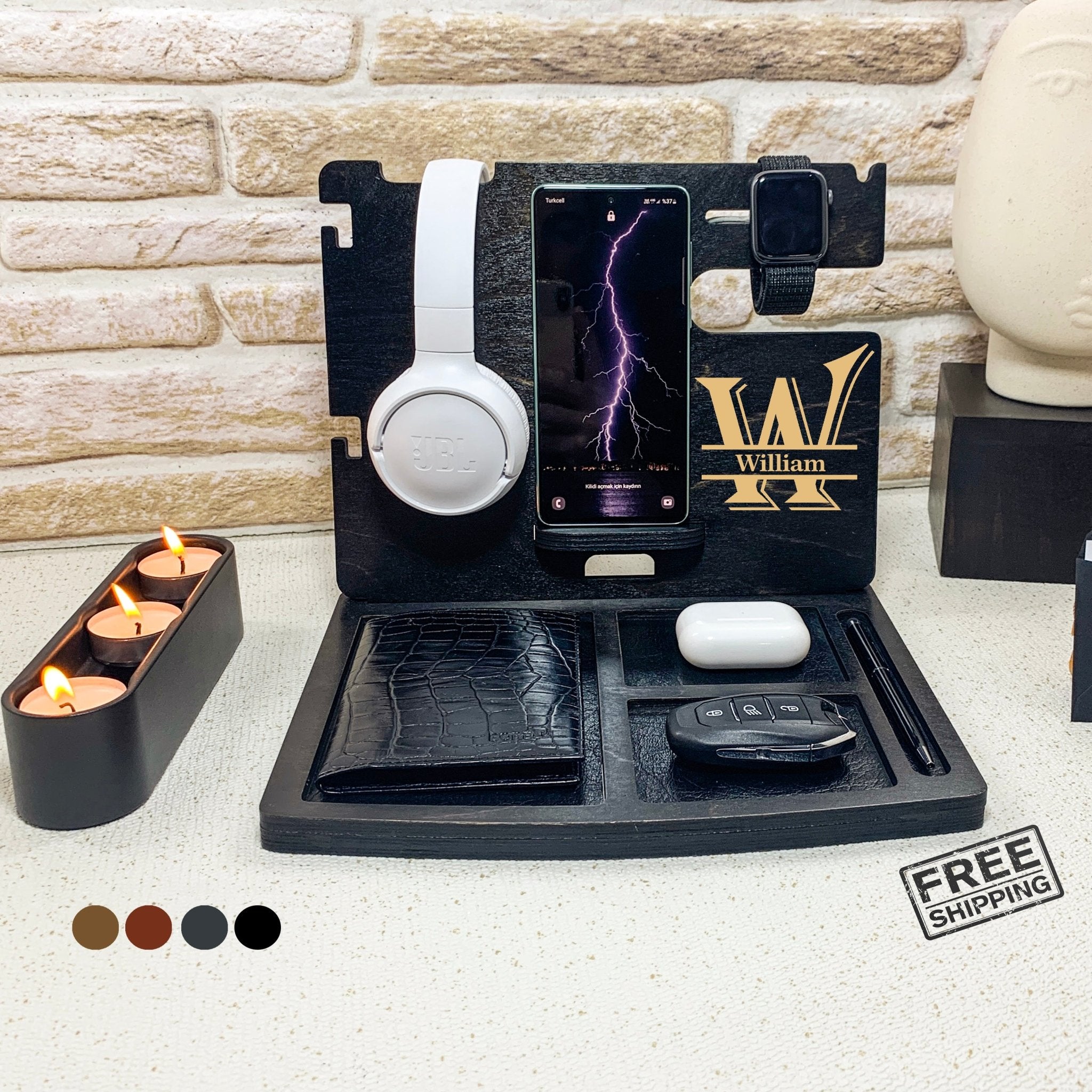 Personalized Black Wood Docking Station Gifts For Him
