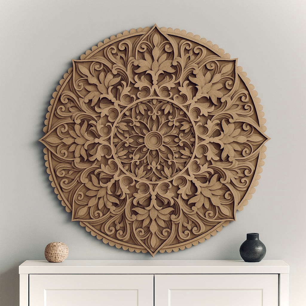 MANDALA WOOD Wall Decor, Sacred Geometry Art, Living Room Decor, Handcrafted Rustic Boho Home Accent, Mandala 3D Wood Art, New Home Gift